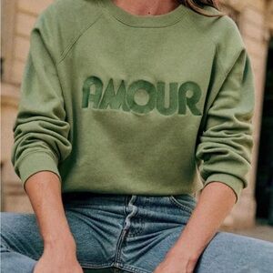Sezane Green Amour Sweatshirt